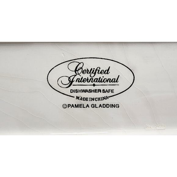 BREAD/SERVING DISH-CERTIFIED INTERNATIONAL-Blue White-Rooster-17" Long-5" Wide - Picture 8 of 10